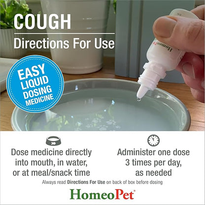 HomeoPet Cough, Safe and Natural Cough Supplement for Dogs, Cats, and Small Pets, 15 Milliliters
