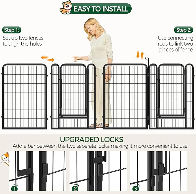Yaheetech Dog Playpen Outdoor, 40 inch 24 Panels Dog Pen Indoor Heavy Duty Puppy Exercise Pen Metal Pet Fence for RV Camping/Yard/Garden