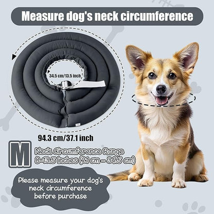 Soft Dog Cone Collar - Adjustable Recovery Cone for Medium Dogs After Surgery to Stop Licking, Waterproof Elizabethan Protective Neck Donut Collar Alternative for Pet Cat Puppy (Grey, M)