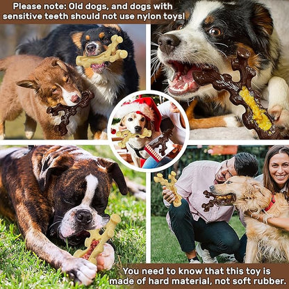 SIHRMIU 2 Pack Dog Chew Toys for Aggressive Chewers,Boredom and Stimulating Best Dog Toys for Medium/Large Breed,Tough Almost Indestructible Dog Bones for Teeth Cleaning and Training