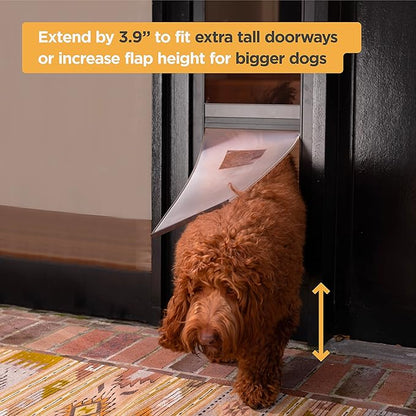 Hakuna Pets Patio Pet Door 3.9” Height Extension, Fits Screen Insert Panel for Medium Doors, Black