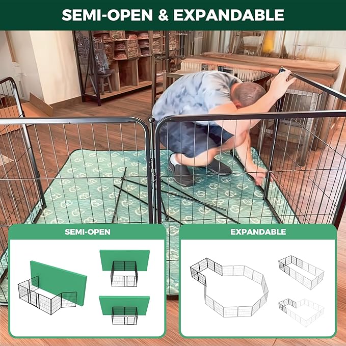 FXW Homeplus Unleashed Indoor Dog Playpen - Stress-Free and Safe Play, Heavy Duty 24 Inch 16 Panels Dog Pen for Puppy and Small Dogs, Black│Patented