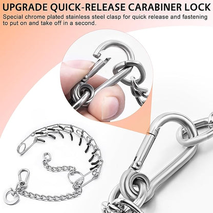 DEYACE Stainless Steel Dog Training Collar, Quick Release Buckle, Adjustable Collar for Neck Girth 10.5"-13.5" Medium Dogs