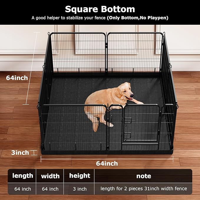 PJYuCien Dog Playpen Bottom Pad - Stabilize the Dog Play Pen, Easy to Clean and Waterproof, Fits Most 8 Panels 32 Inch Width Metal Dog Fence Square 64”x64 Dog Playpen(Only Bottom Pad, No Playpen)