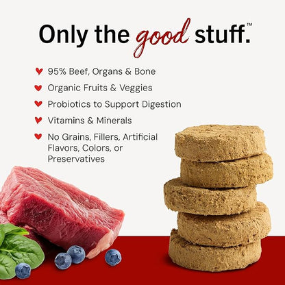 Stella & Chewy's Freeze-Dried Raw Dinner Patties - Beef Recipe - High Protein Grain-Free Puppy & Dog Food - Perfect For Picky Eaters - 5.5 oz