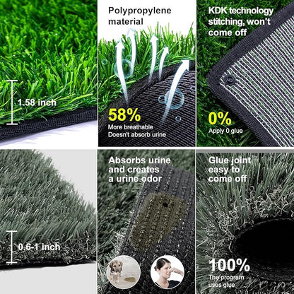 Pee Pads for Dogs with Fake Grass, 32" x 24" Indoor Artificial Grass for Dogs Potty, Lawn Pee Pads for Doggie Washable, Reusable and Lawn for Replacement, Puppy Training Litter Box for Outdoor Patio