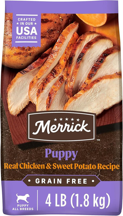 Merrick Premium Grain Free Dry Puppy Food, Wholesome And Natural Kibble With Real Chicken and Sweet Potato - 4.0 lb. Bag