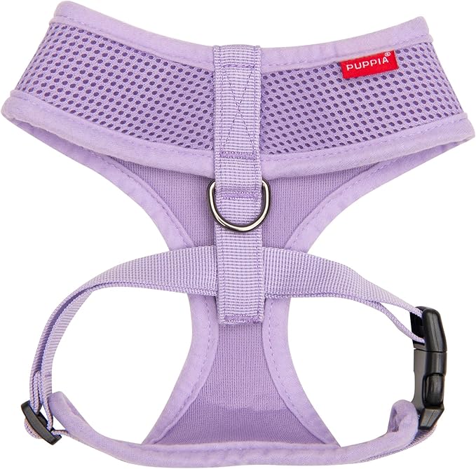 Puppia Soft Dog Harness No Choke Over-The-Head Triple Layered Breathable Mesh Adjustable Chest Belt and Quick-Release Buckle, Violet, Medium (Pack of 2)
