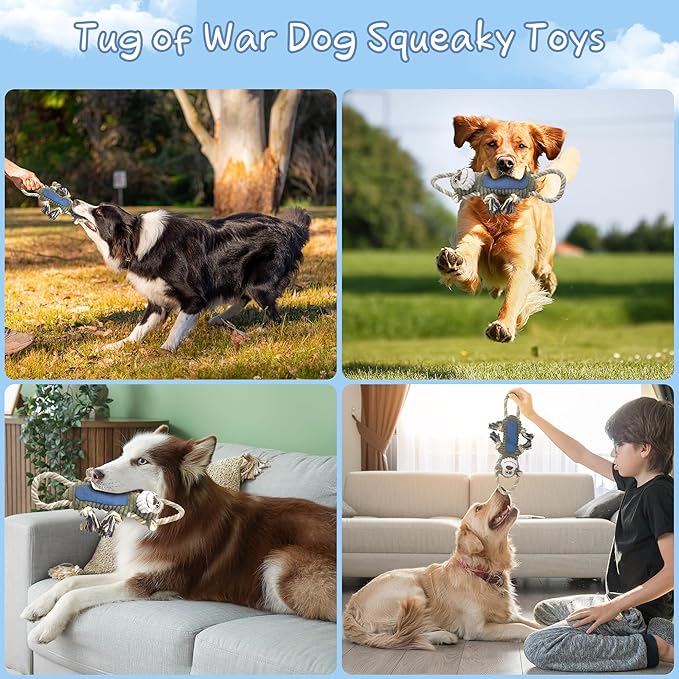BUYPOW Dog Toys for Large Dog - Plush Squeaky Medium & Small Dog Toys (3pack Monkey & Patypus)