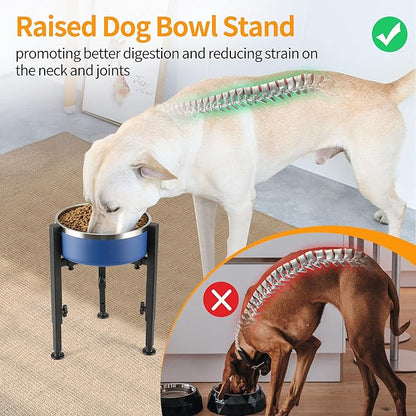PROERR Single Dog Bowl Stand,Tall Dog Food Stand Adjustable Wide 7-11" Heights 14.5",Metal Elevated PET Bowl Holder Raised Water Feeder for Medium,Large Dog(Bowl Not Included)