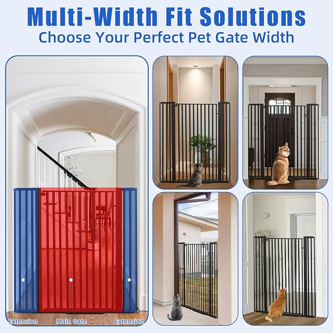 SHYUJAJIE 55 Inch Extra Tall Pet Gate for Cats,29.92"-43" Adjustable Wide Dog Gates,Pressure Mounted Walk Through Tall Pets Gate for Doorways,Hallway,Stairs(Black)