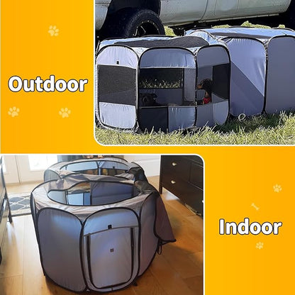 EighteenTek® XLarge 2-in-1 Pop up Dog Playpen, Assembly-Free, with Leakproof Pet Pee Pads,Portable Foldable Cat Tent Enclosure Indoor Outdoors Puppy Kittens Small Animals Crates (M, 72" Lx36 Wx24 H)