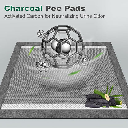 MIZOK Pee Pads for Dogs Charcoal, 28"x30" Large Wee Wee Pads for Dogs, Superior Odor Protection, Super Absorbent & Leak-Proof, Puppy Pads with Adhesive Tabs, Thick & Heavy (40 Counts)