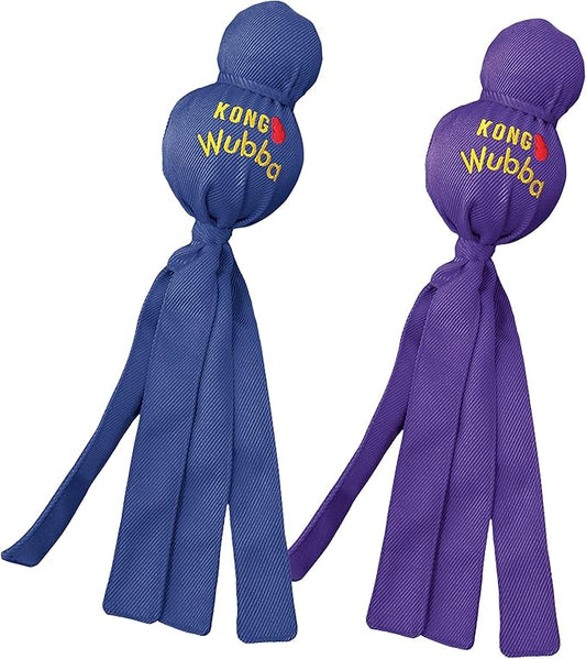 KONG Wubba Dog Toy 2 Pack – Durable Interactive Tug & Toss Toy with Reinforced Nylon, Floppy Tails for Fetch, Shake & Squeaky Play (Extra Large, 2 Pack)