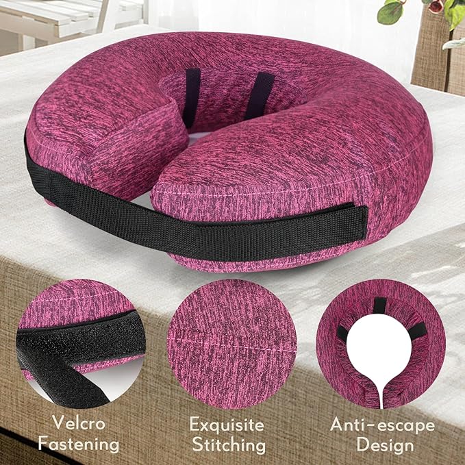MIDOG Dog Cone - Inflatable Soft Donut Collar Alternative for Dogs After Surgery, Protective Recovery Collar Prevents Licking, Comfortable E-Collar Alternative for Small Medium Large Dogs (Rose, L)