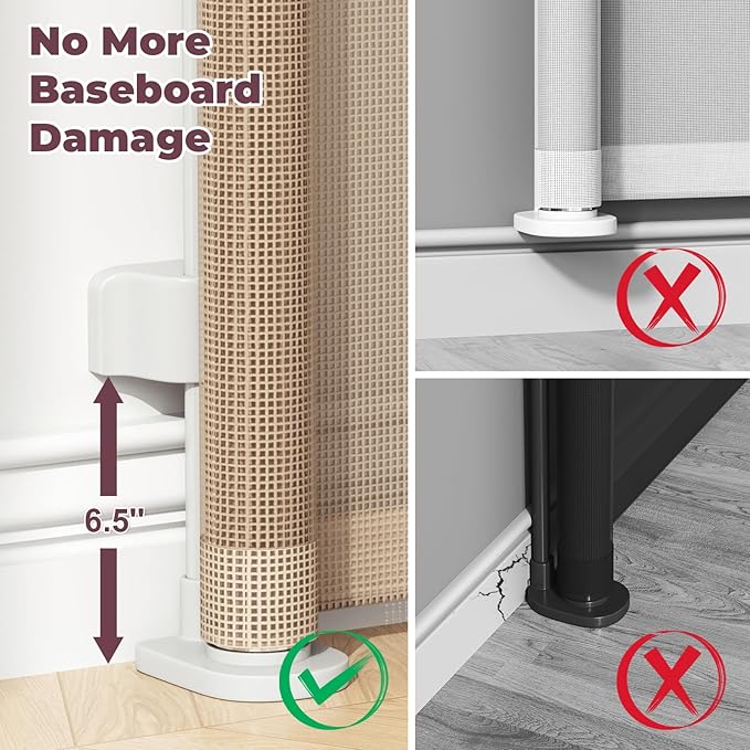 76" Retractable Baby Gates Extra Wide, Mesh Long Dog Gate for Wide Openings, Indoor Outdoor Stair Gate for Doorways Hallways Deck Porch, Child Pet Safety Essentials for Home, Beige