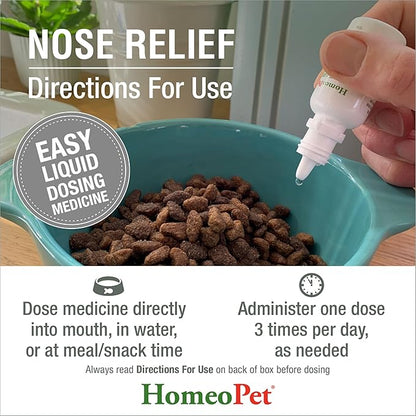 HomeoPet Nose Relief, Safe and Natural Sinus Supplement for Cats, Dogs, and Other Small Animals, 15 Milliliters