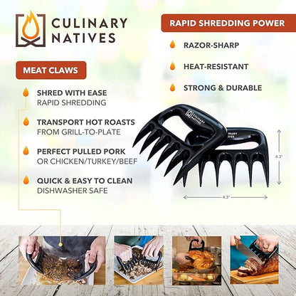 Smoker Gloves and Meat Claws | No.1 Heat Resistant BBQ Grill Gloves | Meat Shredder Claws | Thermometer | Silicone Smoker Oven Mitts & Pulled Pork Shredders | Barbecue, Grilling, Smoking, Shredding
