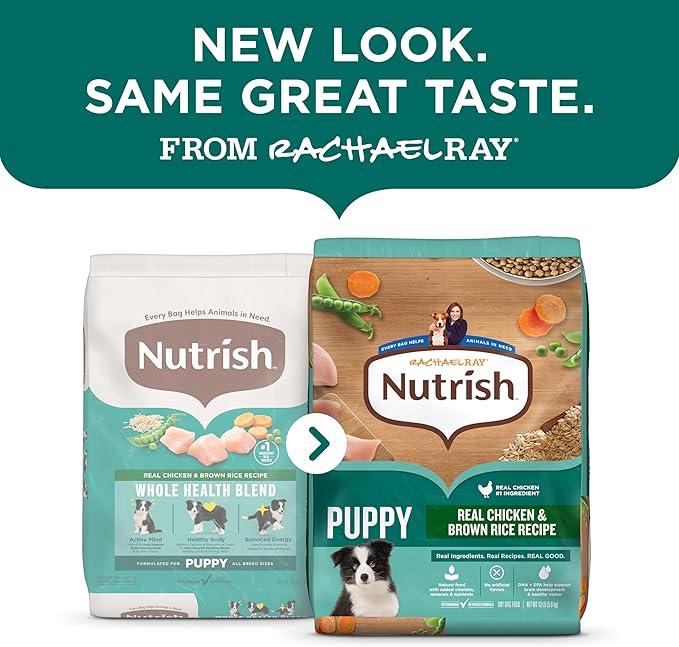 Nutrish Rachael Ray Dry Dog Food Puppy, Real Chicken & Brown Rice Recipe, 13 lb. Bag