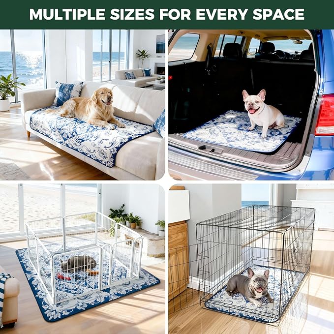 FXW Washable Pee Pads for Dogs, Leak-Proof & Non-Slip, Specifically Designed for FXW Rollick/Homeplus 24inch 6 Panels Dog Playpen, 39" x 63" Rectangle, Mandala Blue, 1 Pack
