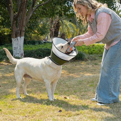 Avont Dog Cone Collar After Surgery, Alternative Adjustable Elizabeth Cone for Medium Large Dogs, Comfy Breathable Pet Recovery Collar to Stop Licking -Dark Green(S)
