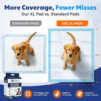 American Kennel Club Scented Puppy Training Pads with Ultra Absorbent Quick Dry Gel – 28 x 30 Pee Pads for Dogs - Fresh Scented - 50 Count, XL