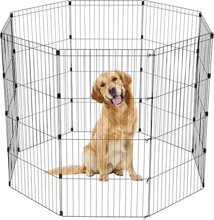 IRIS USA 48" 8-Panel Metal Pet Dog Puppy Playpen, Indoor/Outdoor Dog Fence, 58 x 58 x 48, Foldable, Customizable, Black