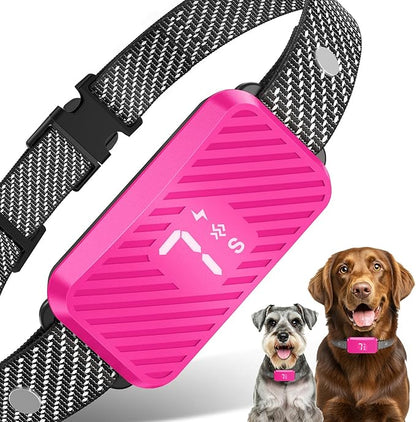 Dog Bark Collar for Large Medium Small Dogs, Effective No-Bark Collar, Smart Barking Collar, Rechargeable Bark Collar with 7 Sensitivity, 3 Modes, Waterproof, Peach Pink