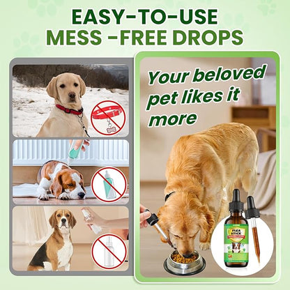 Flea and Tick Prevention for Dogs, 60 ML (2 FL OZ) 2 Pack Natural Oral Flea and Tick Drops for Dogs Containing Multivitamin All Breeds and Sizes Fleas Control for Dog Bacon Flavor
