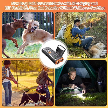 Dog Bark Deterrent Devices, Ultrasonic Anti Barking Device for Dogs Can Stop Bad Behavior, Portable Dog Training Device, with HD Display and LED Flashlight, No Need Yell Or Swat, Just Point to A Dog