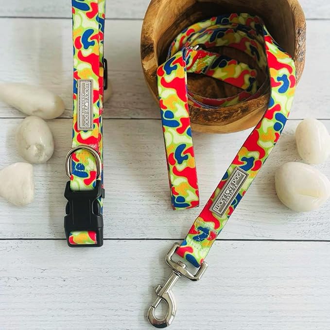 Lucky Love Dog - Adjustable Dog Collar and Leash Set with Easy Click Buckle for Small Dogs, Durable, & Comfortable Collar for Male & Female Dogs, Puppies & Adult Ones - Oscar Combo, XS