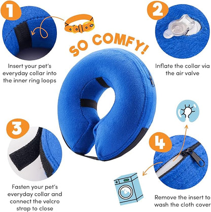BENCMATE Inflatable Dog Cone Collar Alternative, Soft Dog Cone for Small Medium Large Dogs and Cats, Neck Recovery ECollar Donut Collar After Surgery (XXLarge, Dark Grey)