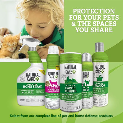 Natural Care Flea and Tick Carpet Powder, Flea & Tick Treatment for Rugs, Carpet, and Pet Bedding, Pet Essential, Pest Prevention, 8.1 oz Canister (Pack of 4)