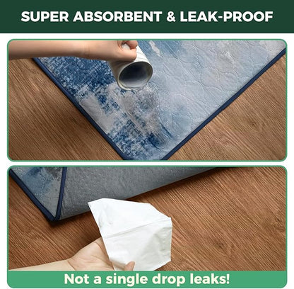 FXW Washable Pee Pads for Dogs, Leak-Proof & Non-Slip, Specifically Designed for 24inch Cages, 17" x 23" Rectangle, Tie-Dye Blue, 2 Packs