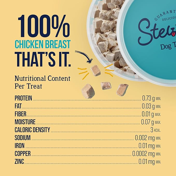 Stewart 100% Chicken Breast Dog Treats, 14.8 oz Tub, ~280 Pieces, Freeze Dried Raw, Single Ingredient, 74% Protein Training Treats or Meal Topper, Grain Free, Gluten Free