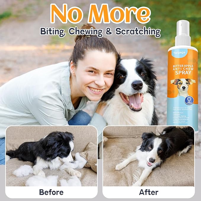 No Chew Spray for Dogs 237 ML, Bitter Apple Spray for Dogs to Far Away Chewing, Cats and Dogs Training Behavior Aids, Keep Away Destructive Chewing Licking