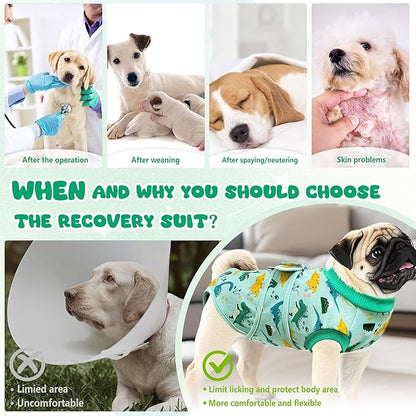 Dog Surgery Recovery Suit, Abdominal Surgical Suit for Male Female Dog Post Spay Neuter, Breathable Pet Onesie E-Collar & Cone Alternative, Surgery Shirt to Prevent Licking, Green, X-Large