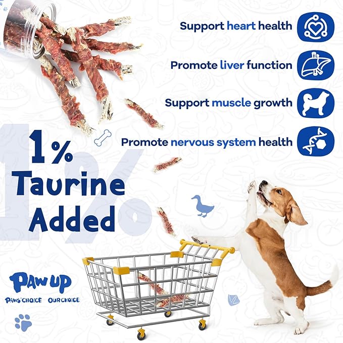 PAWUP Cod Skin Dog Treats with Duck Dog Snacks High Protein and Omega-3, Natural Dog Chews w/Taurine, 12.5 oz (12-15 Count)