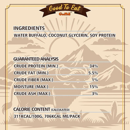 Gootoe Buffalo Dog Treats, Natural Low-Fat Chews for Training & Rewards, Limited Ingredient, Puppy Treats for Medium Dogs, Resealable Bag, Buffalo Bites Stick (Large), 8 oz