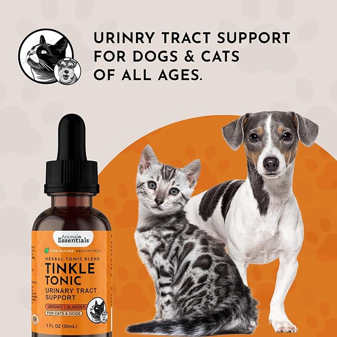 Animal Essentials Tinkle Tonic - Dog & Cat Urinary Tract Support, Kidney Supplement, Supports Urinary Tract, Bladder Health for Pets, with Marshmallow - 1 fl oz