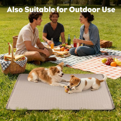 40"x28" Reusable Training Pads for Dogs Lanstics Silicone Dogs Mats Non-Slip Dog Training Pads Dog Pee Pad for Potty Training Floor Protector (Khaki)