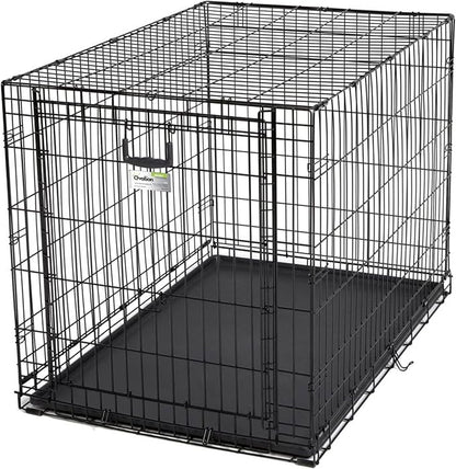 MidWest Homes for Pets Large Ovation Single Door Folding Dog Crate, 42-Inches, Space-Saving Patented Up & Away Door, Leak-Proof Pan, Divider Panel, Black