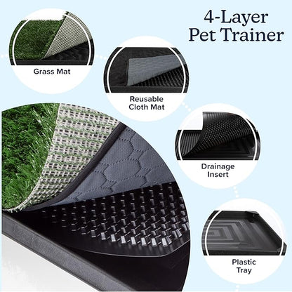 PETMAKER Artificial Grass Puppy Pee Pad with Tray, Reusable Dog Potty Training Mat for Indoor & Outdoor Use, Easy Clean Artificial Turf Surface for Dogs and Small Pets, Fake Grass Potty