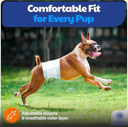 American Kennel Club Male Dog Wrap, Disposable Diapers with Wetness Indicator, Small, 50 Count