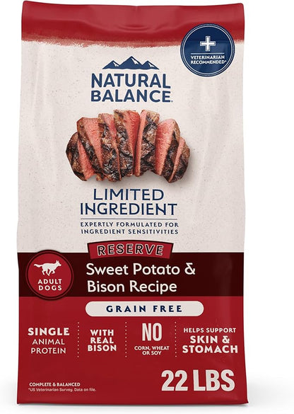Natural Balance Limited Ingredient Adult Grain-Free Dry Dog Food, Reserve Sweet Potato & Bison Recipe, 22 Pound (Pack of 1)