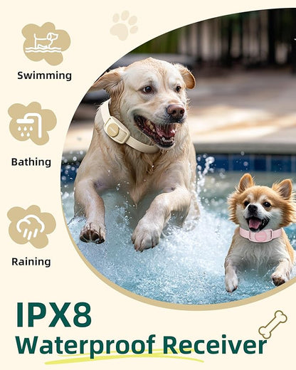 Jugbow Dog Training Collar for 2 Dogs - 4200FT Remote Control with 3 Training Modes, Electric Collar with LED Light & IPX8-Waterproof, Rechargeable E-Collars for Small Medium Large Dogs (Beige)