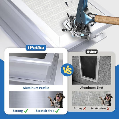 Large Dog Door for Door - Aluminum, Lockable for Safety, Easy in & Out, Extreme Weather Resistant, Up to 110 lbs