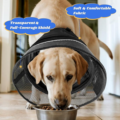 Inflatable Dog Cone for Dogs After Surgery,Soft Adjustable Elizabethan Collar for Large Dogs,2-in-1 Dog Cone with Detachable Shield,Anti-Anxiety Comfortable Pet E-Collar Prevents Licking Wounds(L)