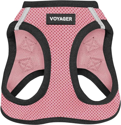 Best Pet Supplies Voyager Step-in Air Harness - All Weather Mesh, Reflective, No Pull Harness for Dogs, Cats - Secure with Hook & Loop Fastener, Buckle, Double D-Rings - Pink/Black Trim, XS