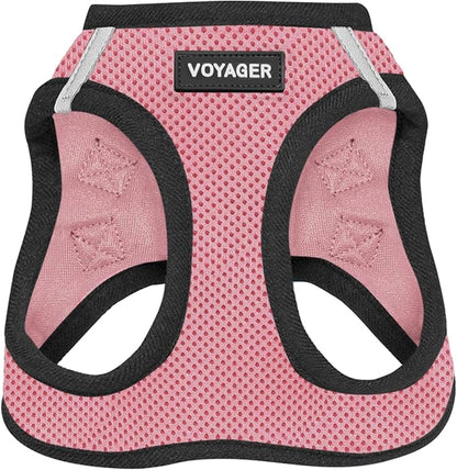 Best Pet Supplies Voyager Step-in Air Harness - All Weather Mesh, Reflective, No Pull Harness for Dogs, Cats - Secure with Hook & Loop Fastener, Buckle, Double D-Rings - Pink/Black Trim, XL